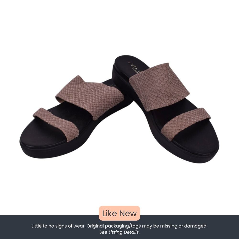 Via Spiga Textured Slide Sandals Size 5.5 Taupe